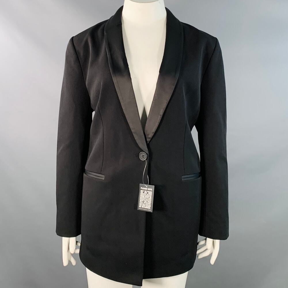 ZAC POSEN Size 12 Black Polyester Blend Shawl Collar Single Button Jacket Blazer